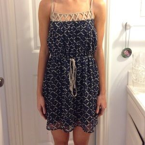 Navy and tan patterned Impeccable Pig dress