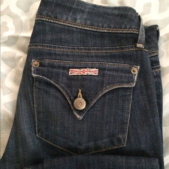 Dark Hudson skinnies. S 25, inseam 30".