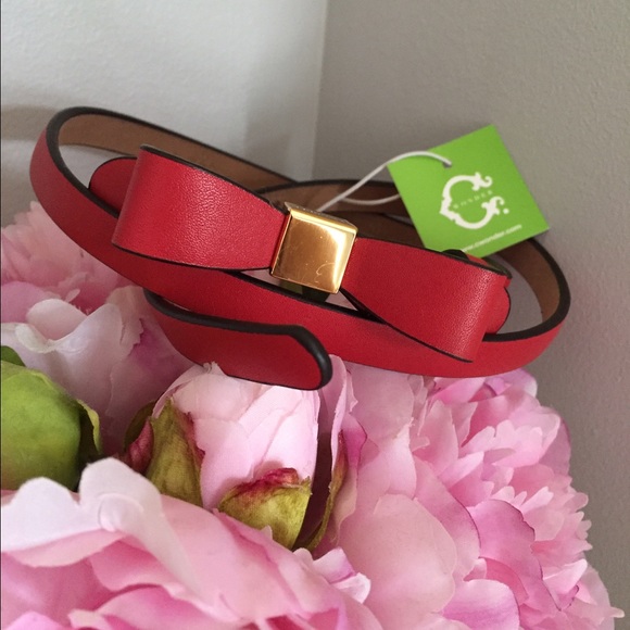 NWT adorable C.Wonder red leather bow belt XS