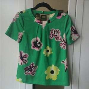 J Crew floral silk blouse
