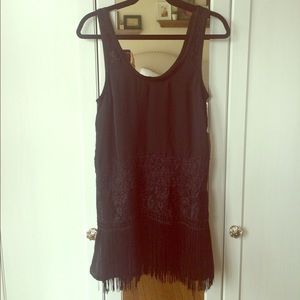 Free People black fringe dress.