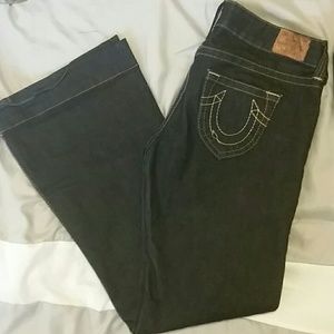 True Religion dark denim wide leg jeans