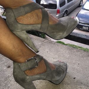 Gray Suade Heels