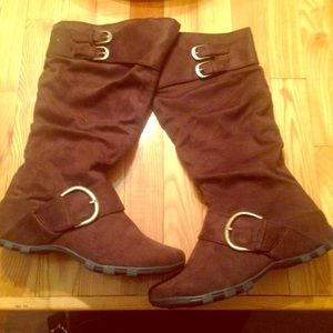 Brown Faux Suede Boots
