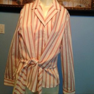 Jones New York signature striped wrap style shirt