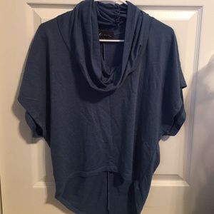 Blue loose turtle neck top