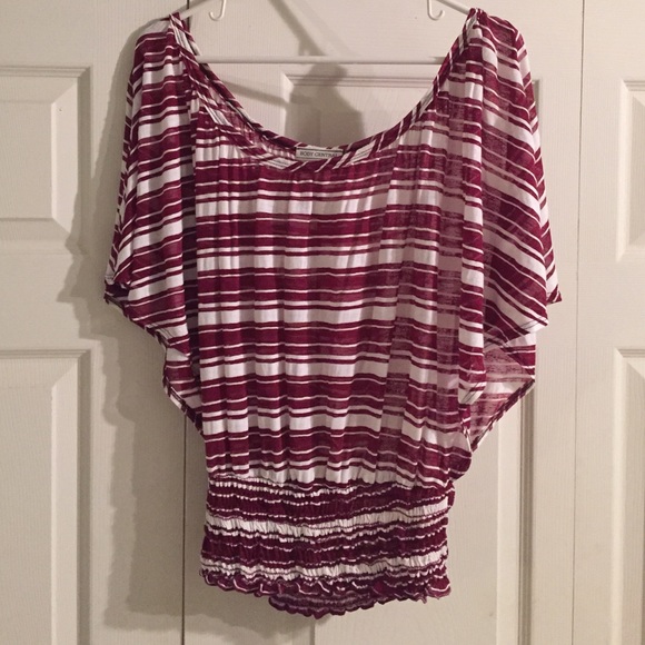 Maroon and white striped top!