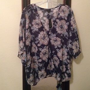 Sheer Navy floral top