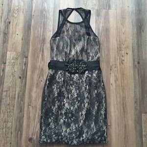 MM Couture Black Lace Cocktail Dress