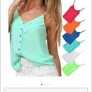 Blue button up tank