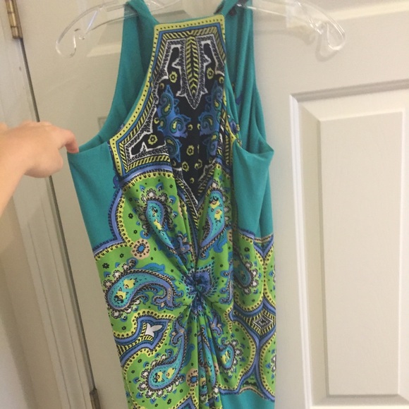 Blue and green patterned dress