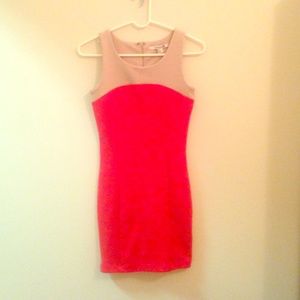 Forever 21 peach and tan bodycon dress