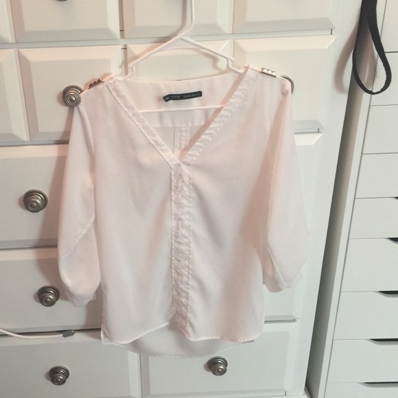 Zara Tops - White Studded Shirt