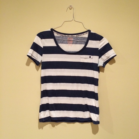 Navy & White Striped Vneck