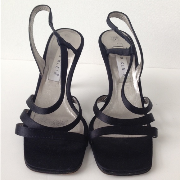 ANNE KLEIN New York Black Strappy Satin Heels