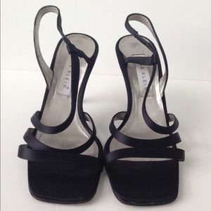 ANNE KLEIN New York Black Strappy Satin Heels