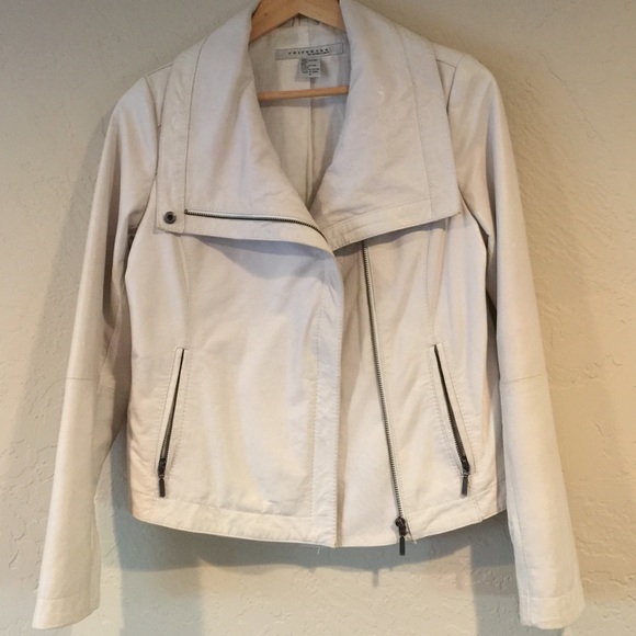100% leather white drapery jacket!