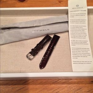 Michele Expresso patent leather band