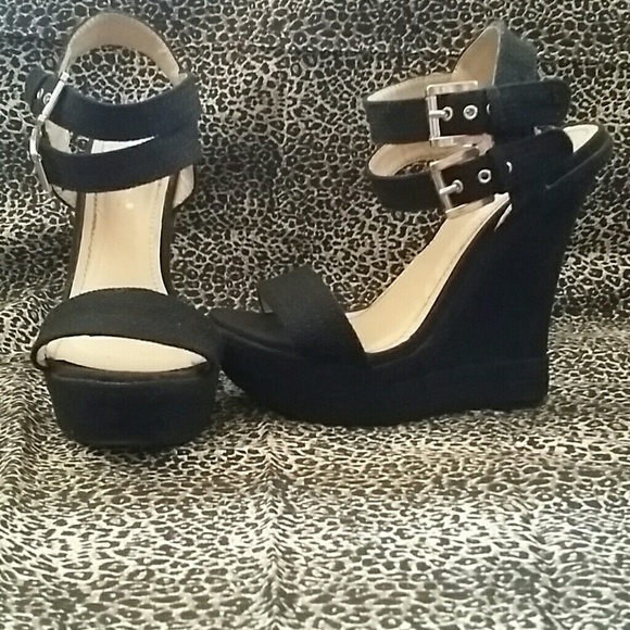 ***Sold on another site**Double Strap Black Wedges