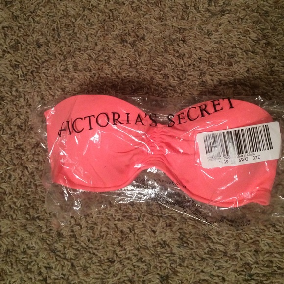 VS PINK strapless coral pink swim top