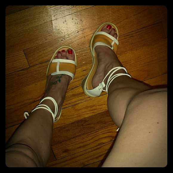 Tan and white wedges.