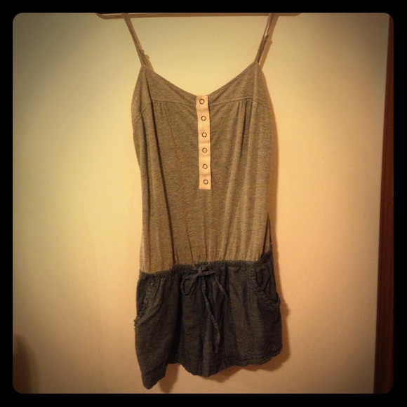 CUTE Grey & Denim Blue Romper!