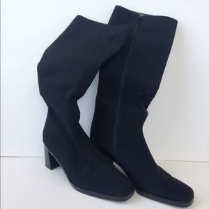 STUART WEITZMAN black nylon zip boots