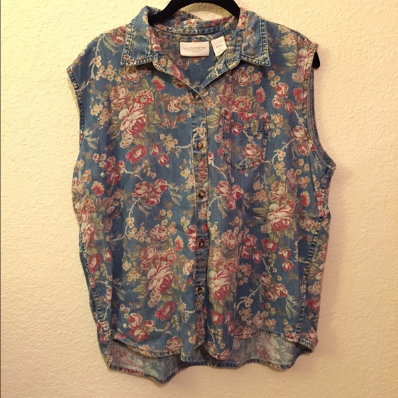 vintage floral denim button down