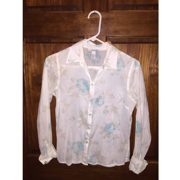 White floral button up