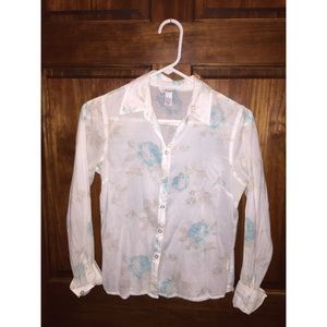 White floral button up