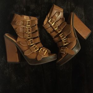 Aldo Brown Leather Sandals.