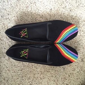 YRU Suede Loafers with Rainbow Embroidery