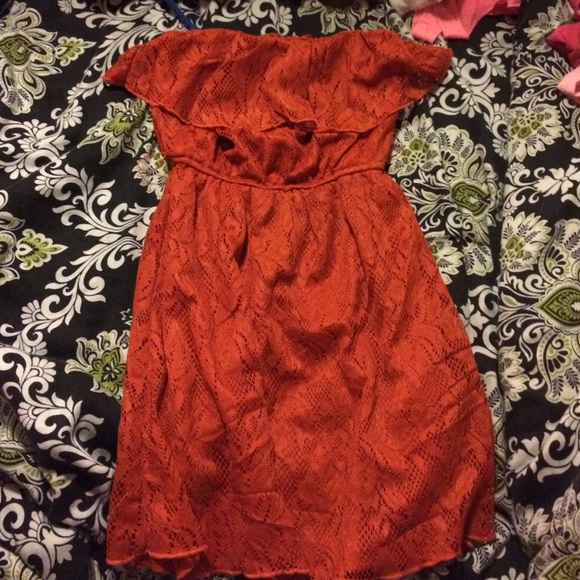 dark orange dress.