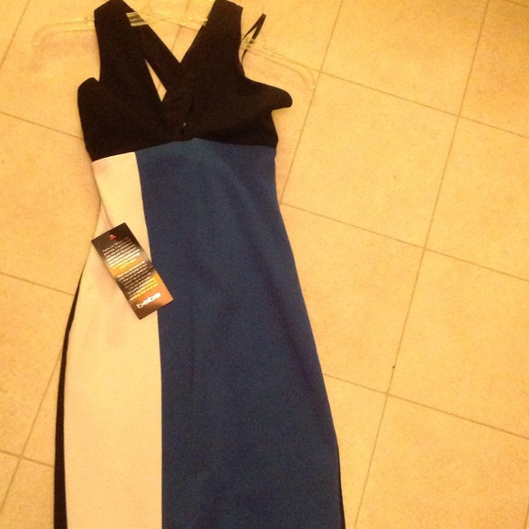 BEBE dress: NWT xs blue, black & white - Picture 3 of 3
