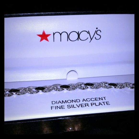 Macy's Jewelry - Silver plated Black Diamond Accent Bracelet