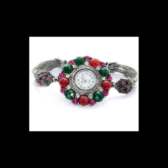 Austrian crystals  with red and green chroma Watch