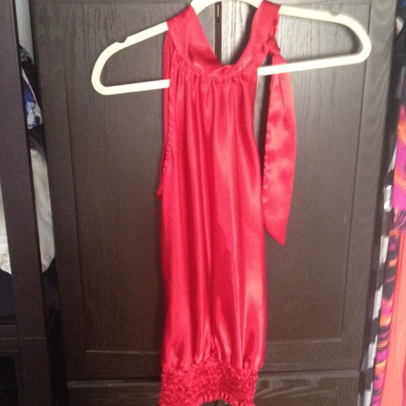 Red satin tank