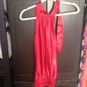 Red satin tank