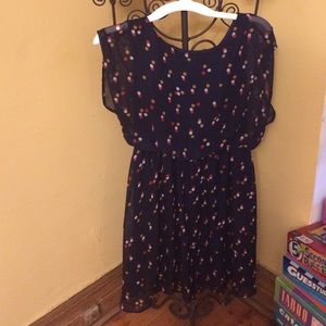 Navy color fun Polka-dot summer sheer dress.