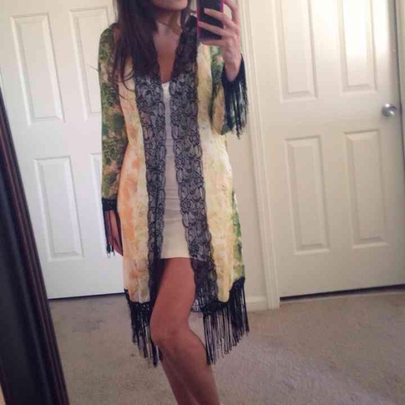 Vintage Fringe/Lace Boho Kimono