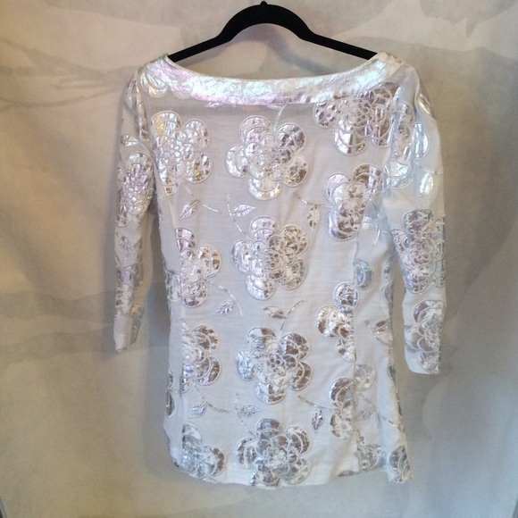 Tory burch tunic with silver flower pattern - Picture 3 of 4