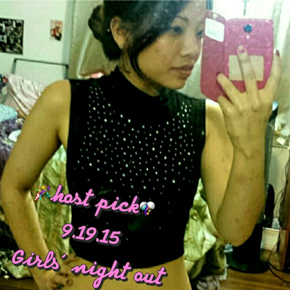 🎉hp🎊Bling turtleneck crop top sz XS