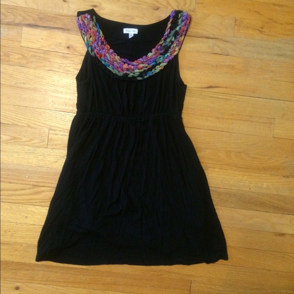 Black summer dress with colored collar