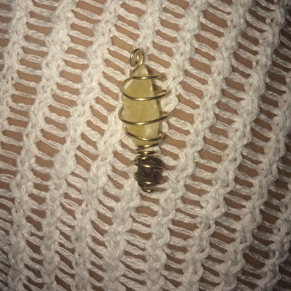 hand made wire wrapped crystal pendent