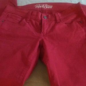 Red skinny jeans