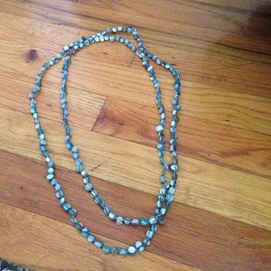 Aqua Stone Long Strand Necklace