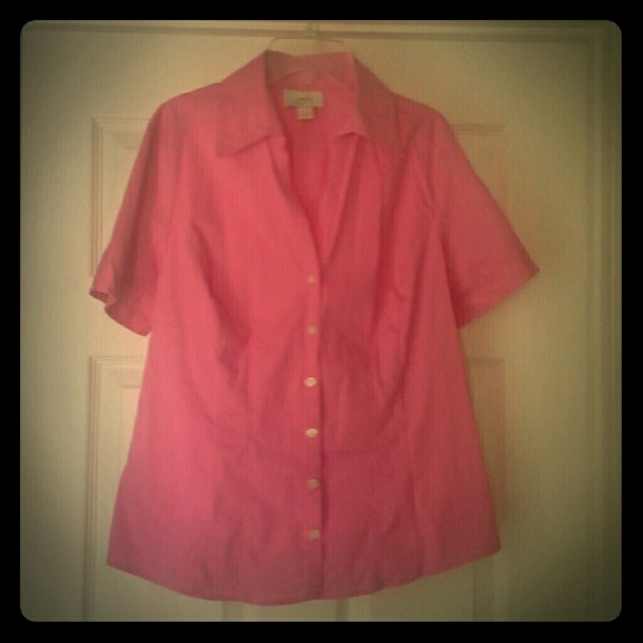 Ann Taylor LOFT Pink Short Sleeve Blouse - Picture 1 of 4
