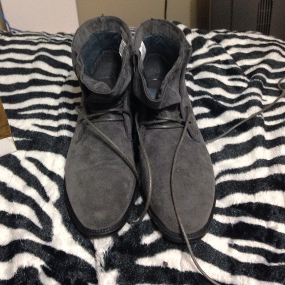 Gray lace up boots
