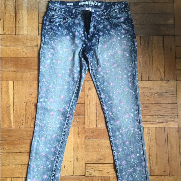Floral print jeans