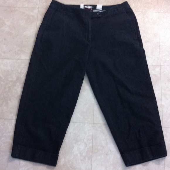 Talbots Denim - Talbots Dark Stretch Jean Cuffed Capri 14W
